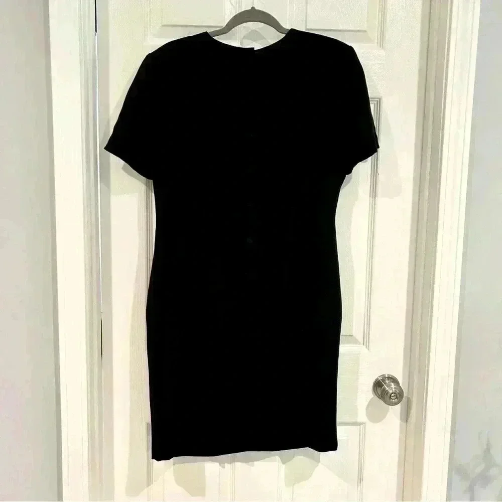 VTG Carroll Reed Short Sleeve Black Button Lined Retro Dress Women 10